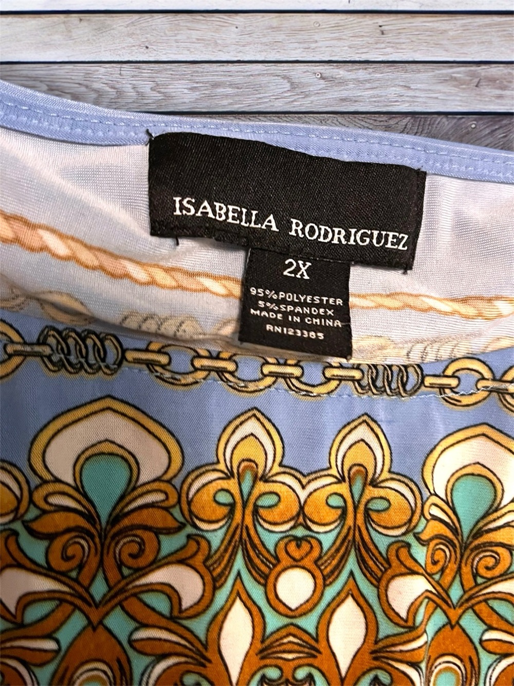 Isabella Rodriguez Blue Boho Medallion Sleeveless Blouse 2x - Picture 3 of 3